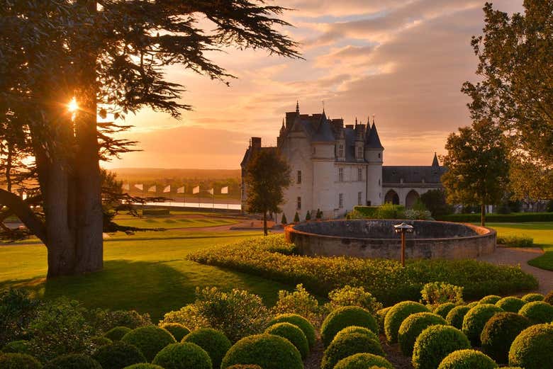 Coucher de soleil depuis les jardins du château d'Amboise