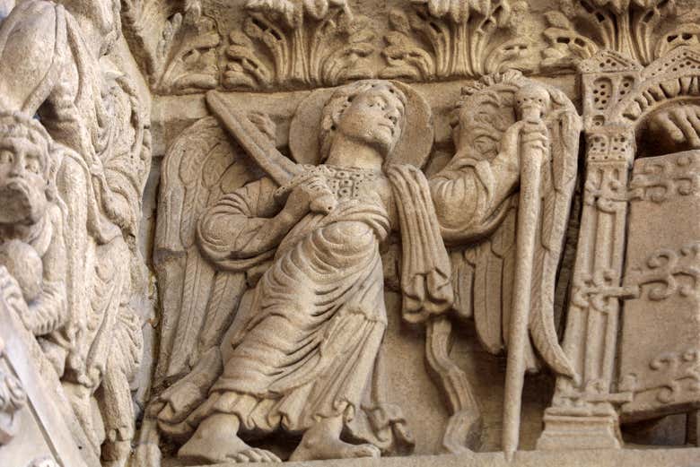 Details on the Arles Cathedral's portico