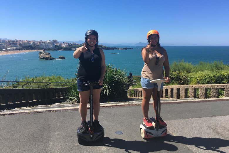 Travelling along the coast of Biarritz on segways