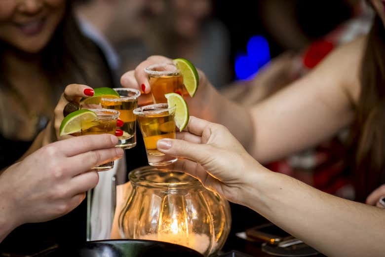 Toasting at a bar in Cannes