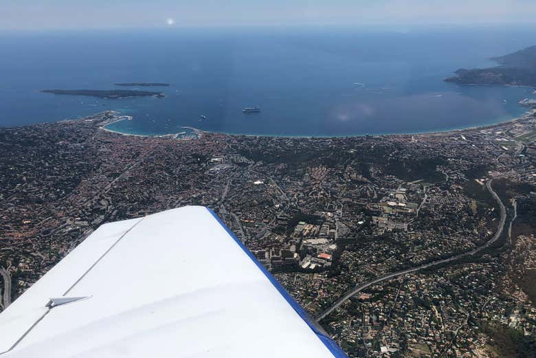 View of the city from the plane