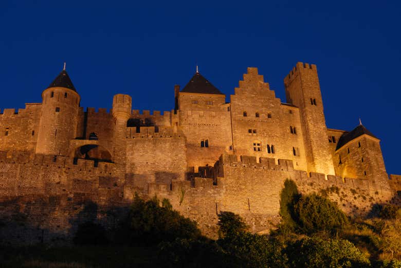 Muralhas de Carcassone ao entardecer