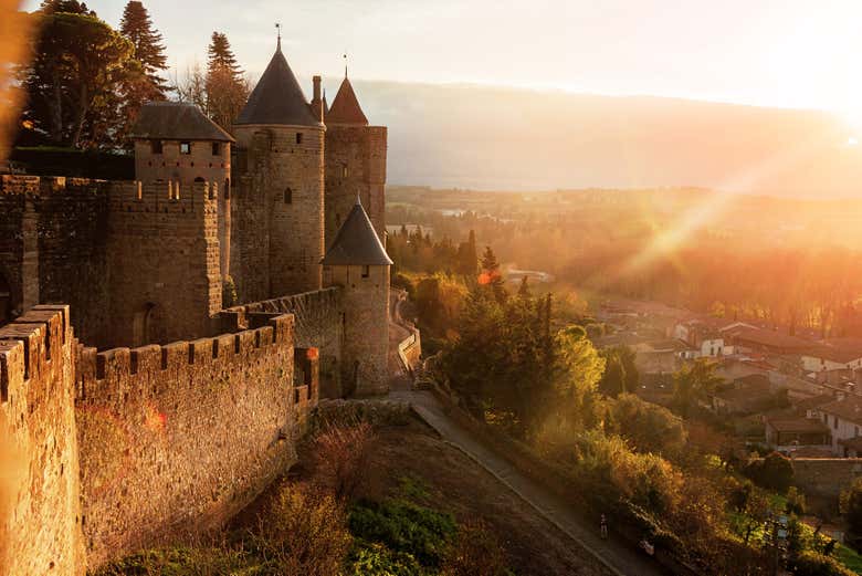 Entardecer e Carcassone