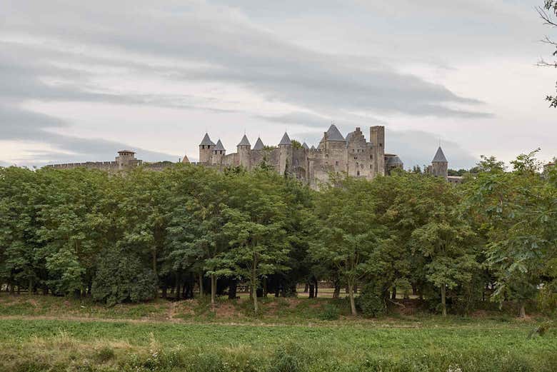 Veduta di Carcassonne dal basso