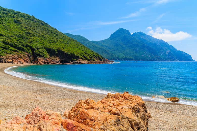 Beach on the bay of Girolata