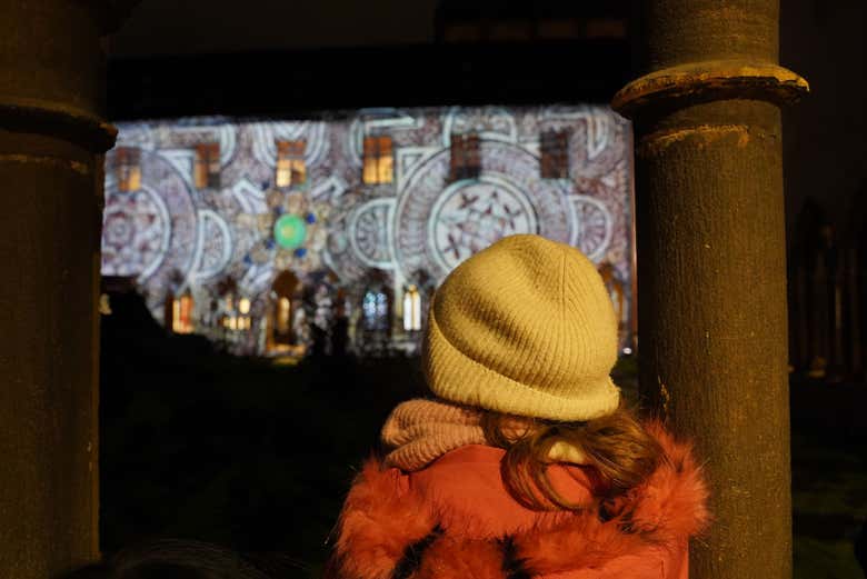 Admirando el espectáculo de luces de Once Upon a Night