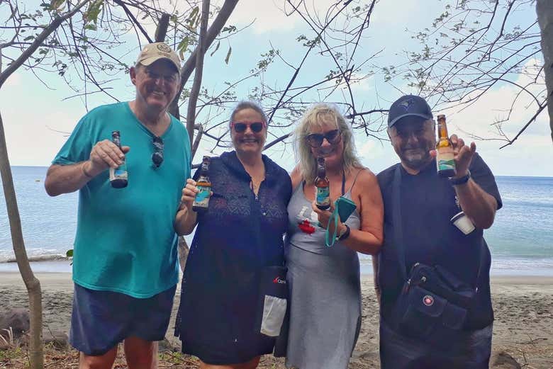 Tasting local drinks in Saint-Pierre