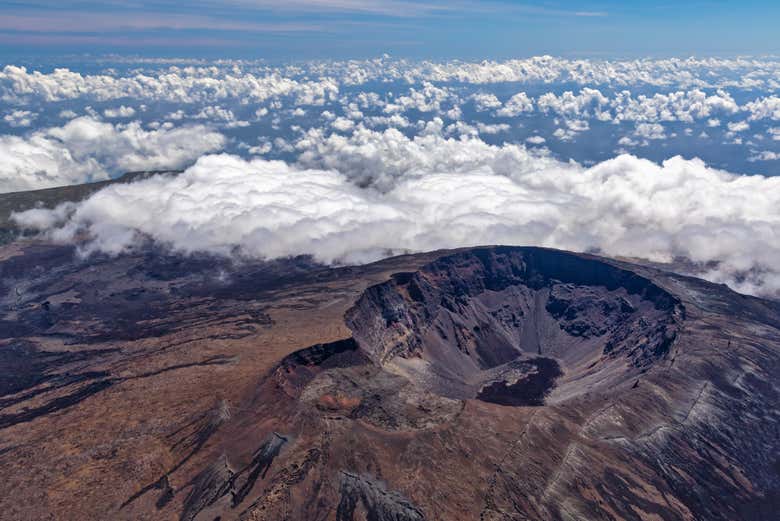 Vue aérienne sur le Piton de la Fournaise