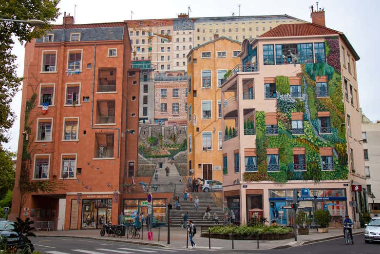 Le mur des Canuts no bairro de Croix-Rousse