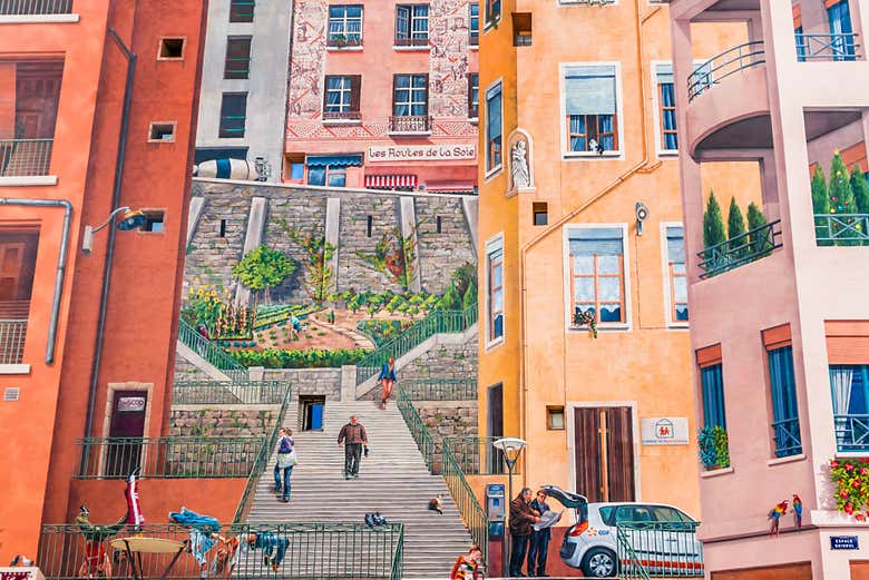 Admire the Mur des Canuts Mural