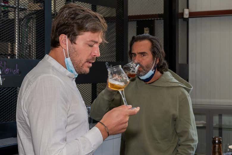 Enjoying the beer tasting