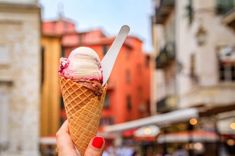 Primo piano di un gustoso gelato artigianale