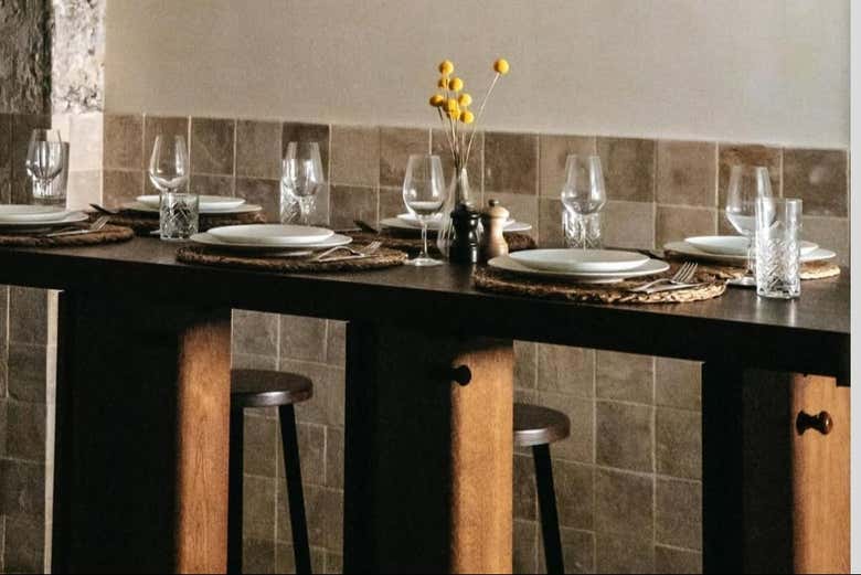 Una de las mesas del restaurante donde haremos la cata