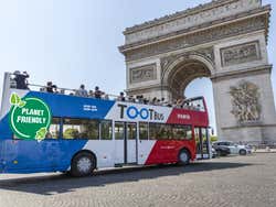 A bus with the French flag on it