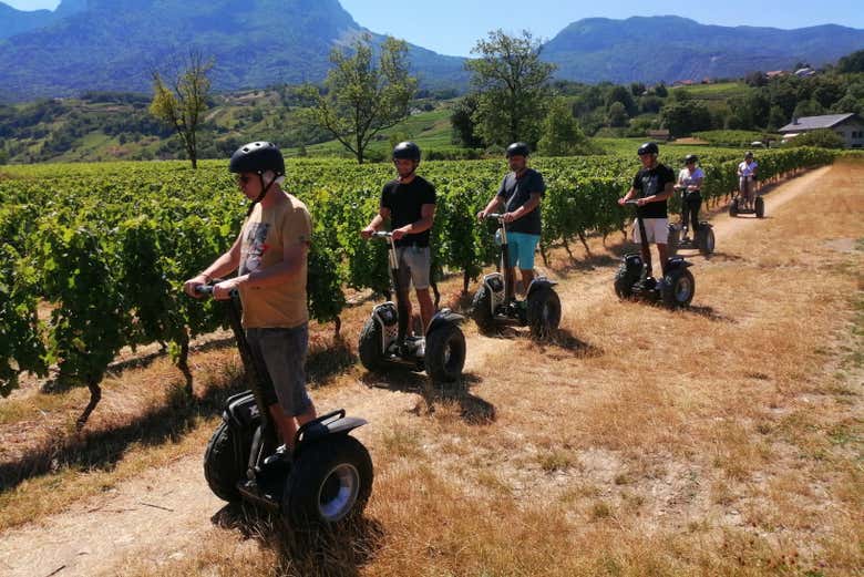 Recorriendo en segway la zona de los viñedos