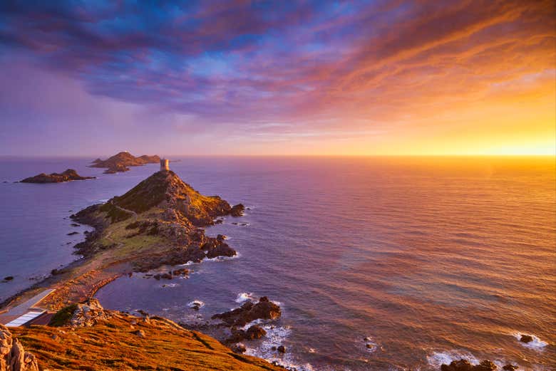 Coucher de soleil sur la pointe de la Parata