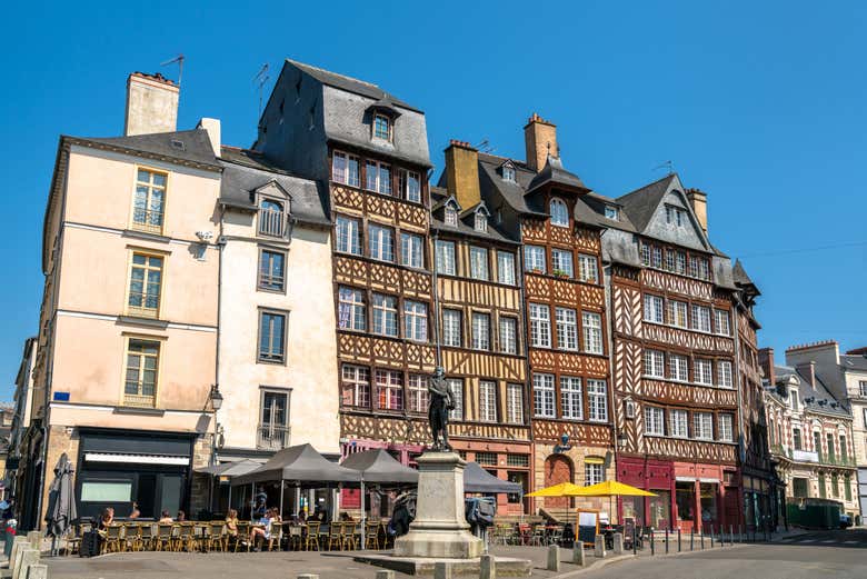 Façades de maisons typiques de Rennes