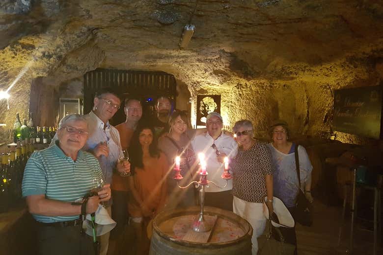 Tasting in a traditional wine cellar