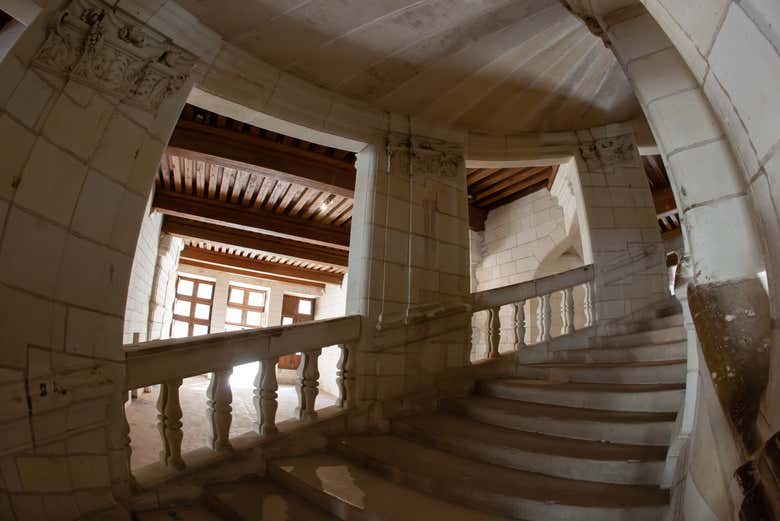 Una de las escaleras del castillo de Chambord