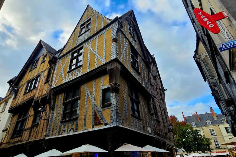 Una fachada típica de entramado de madera