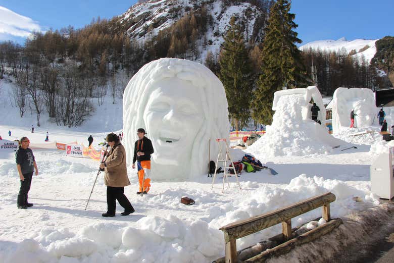 See snow sculptures