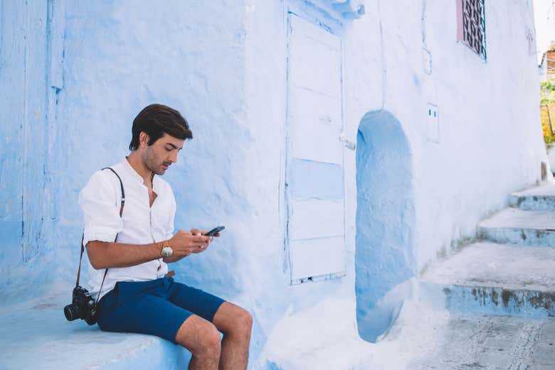 Chateando desde el pueblo azul de Chefchaouen