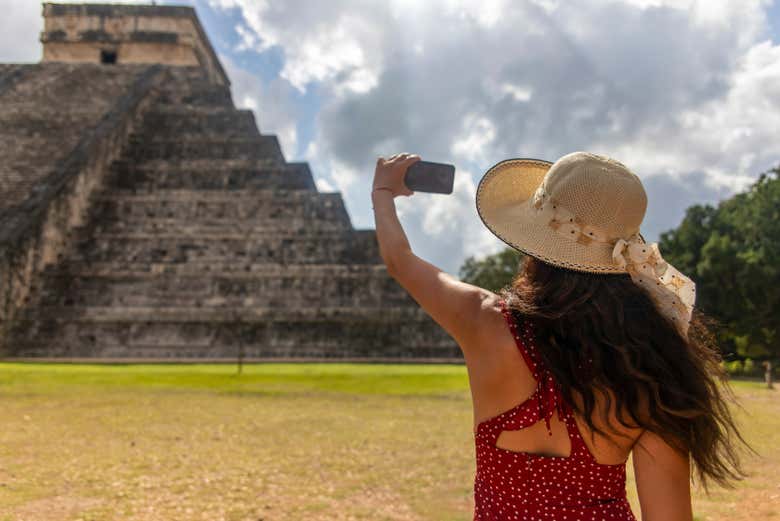 Fazendo uma videochamada de Chichén Itzá