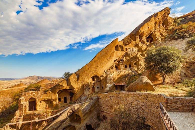 Small rooms carved into rock