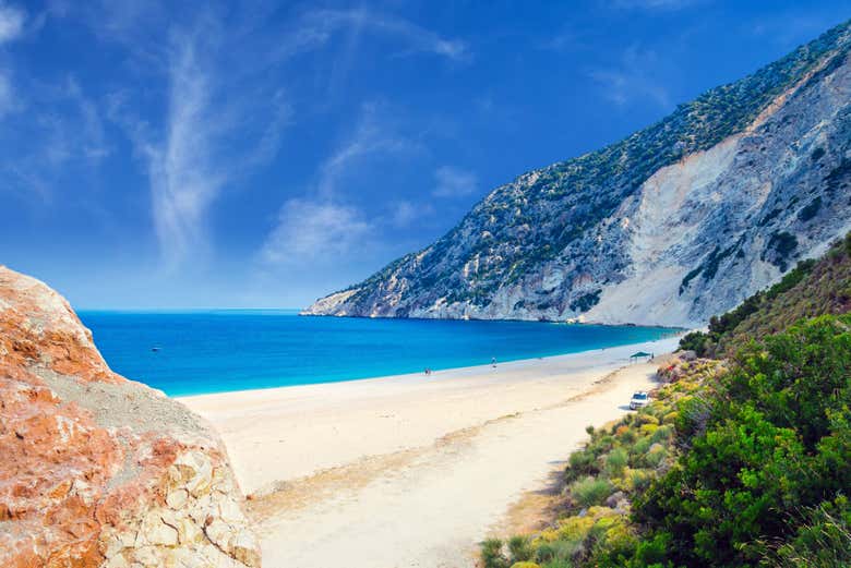 A bela praia de Myrtos