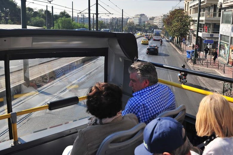 Exploring Athens on a sightseeing bus