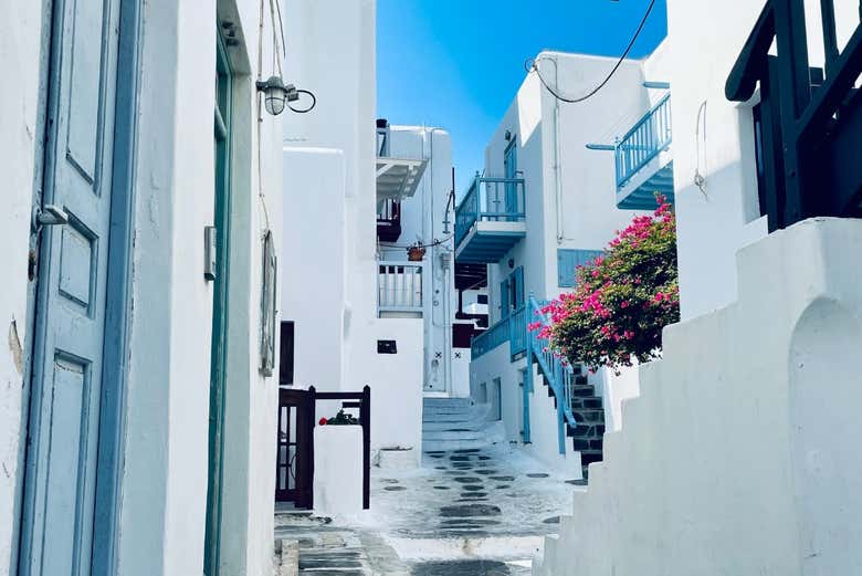 Casas blancas típicas de Mykonos