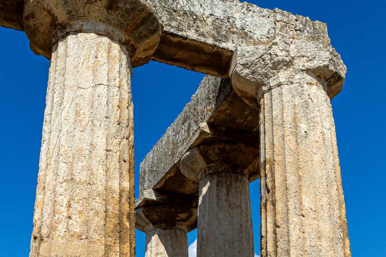 Detalle de las columnas en el templo de Apolo