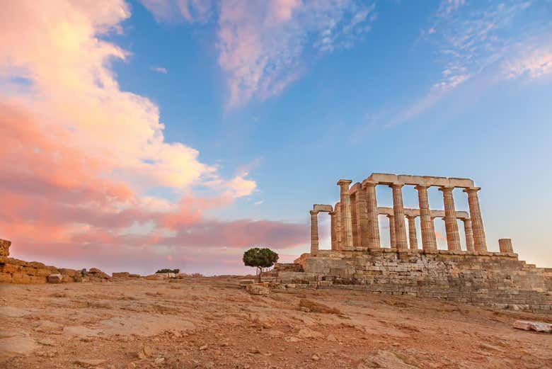 Templo de Poseidón al atardecer