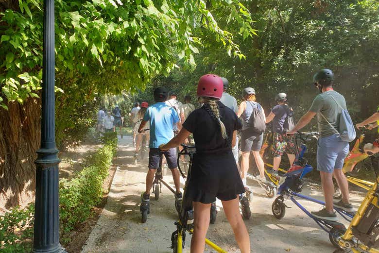 Durant la balade en trottinette électrique
