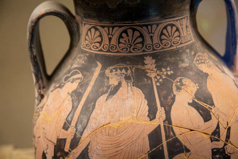 Detalles de una antigua jarra griega
