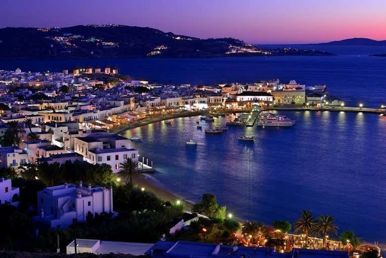 Mykonos at night