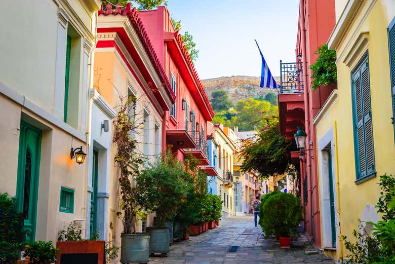Stroll through the colorful Plaka neighborhood