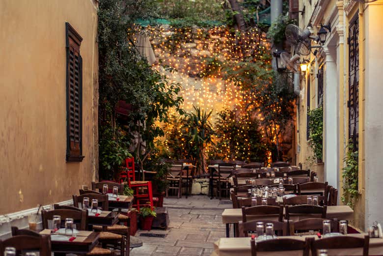 Um belo restaurante em Atenas