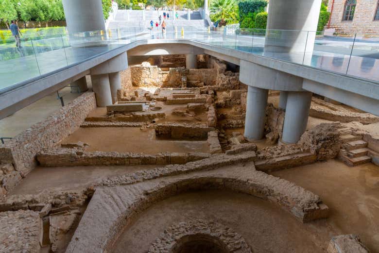 Vestígios em exposição no Novo Museu da Acrópole
