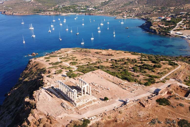 Templo de Poseidón desde las alturas