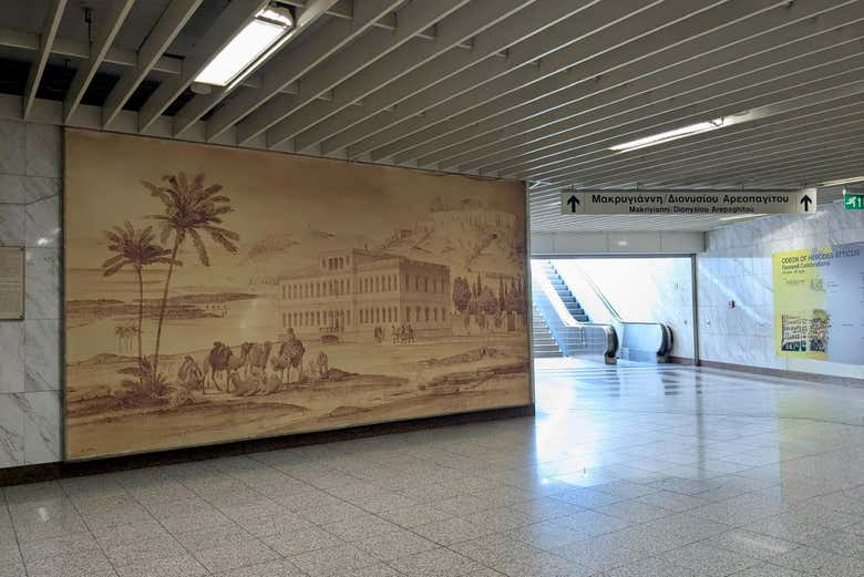 Uno de los vestíbulos del metro de Atenas