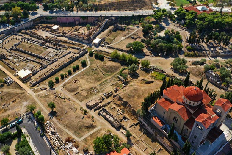 Aerial view of the archaeological site of Kerameikos