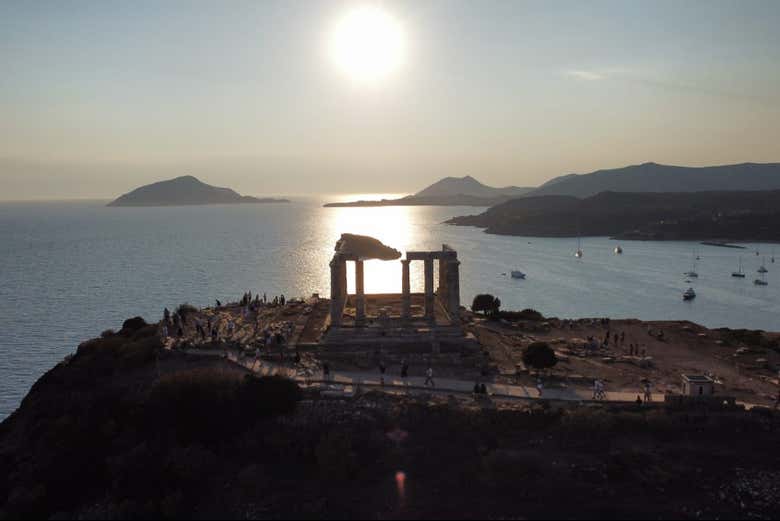 Vistas panorámicas del Cabo Sunión con el Templo de Poseidón