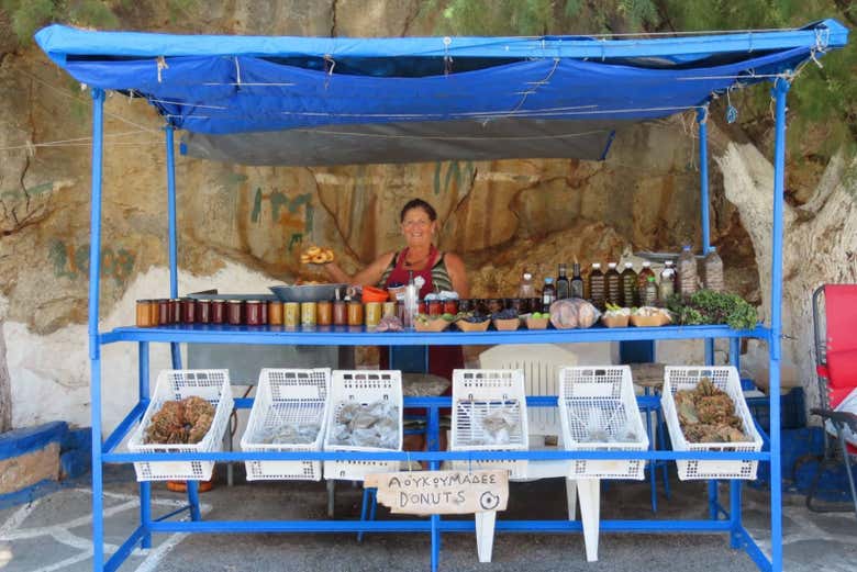 Stand avec des spécialités grecques