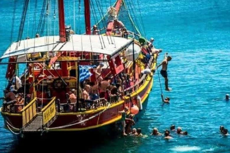 Jumping into the water from the boat