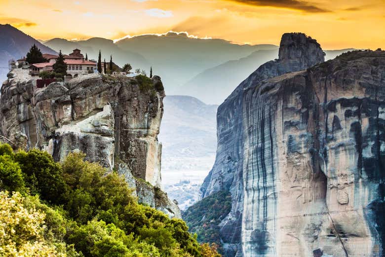 Vistas de Metéora do mirante