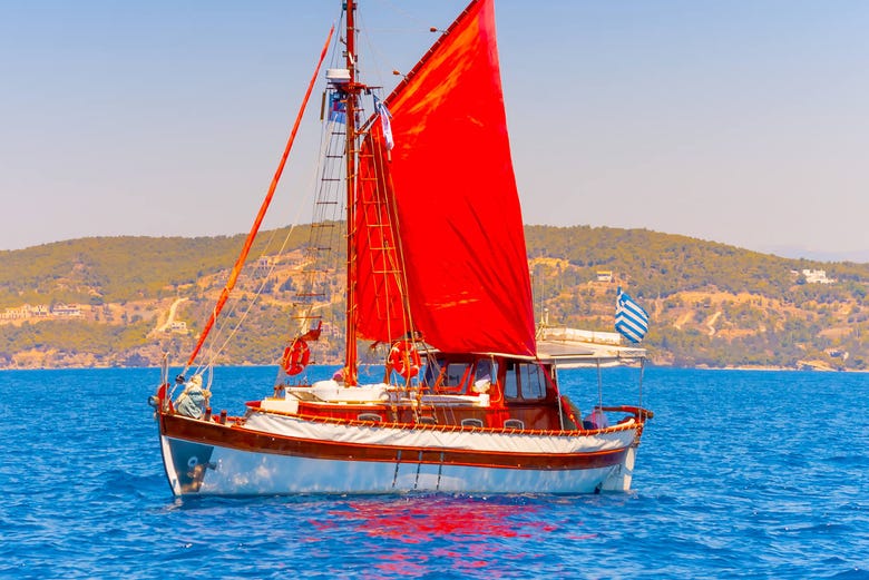 Traditional Greek caïque boat cruise