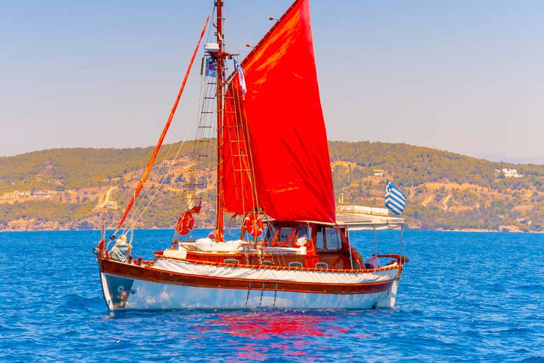 Un kaiki, un bateau typique de Mykonos