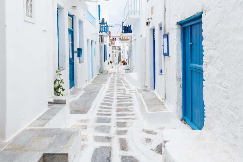 Calle típica de Mykonos