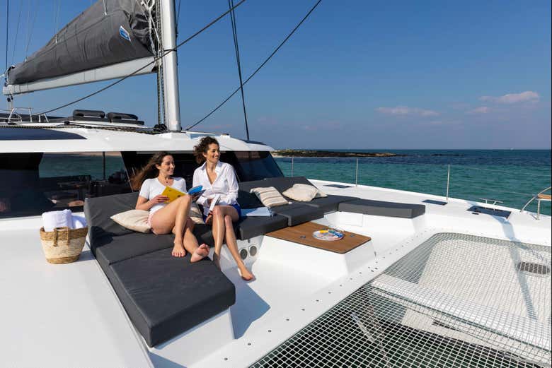 Catamaran Front - Nostos Mykonos Yachts